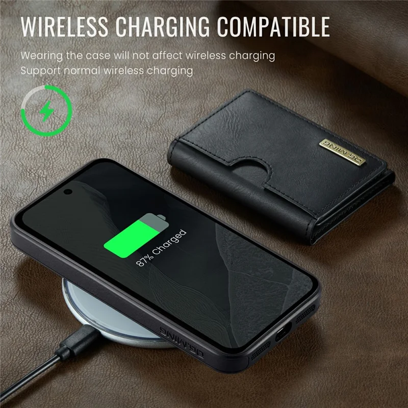 DG.MING M6 Series For Google Pixel 11 Pro XL Case Magnetic RFID Blocking Wallet PU + PC + TPU Phone Cover - Black