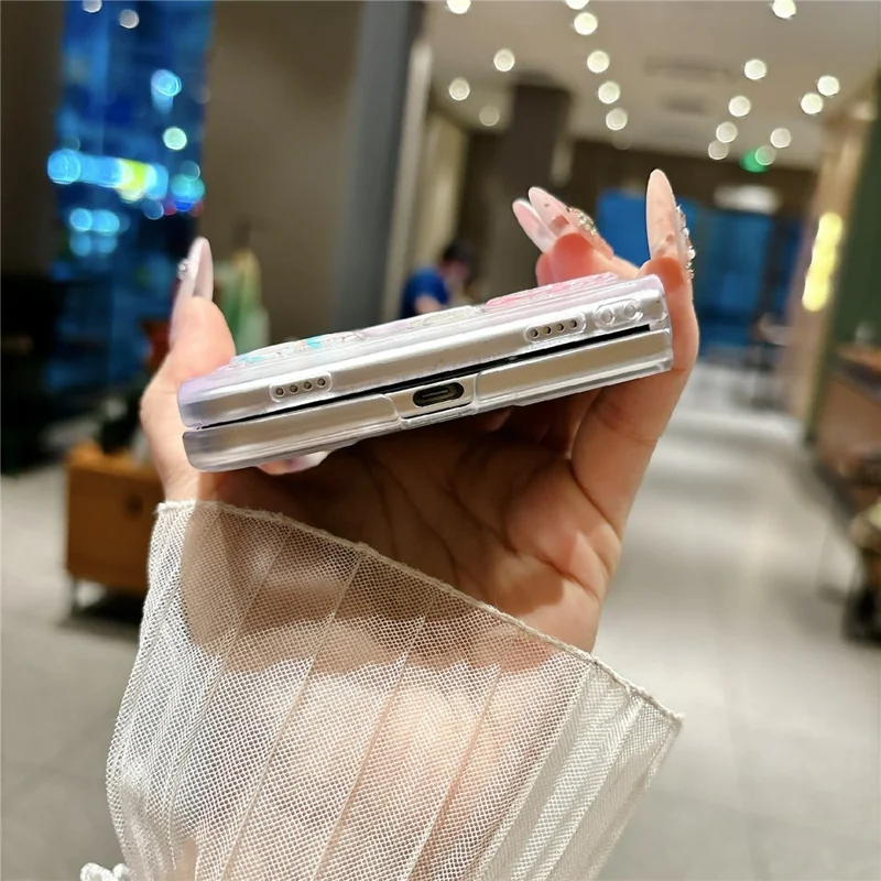 Coque Transparente Duo pour iPhone, Design en Époxy, Antirayure, Coque en PC avec Sangle de Poignet Perle - Boutons Colorés