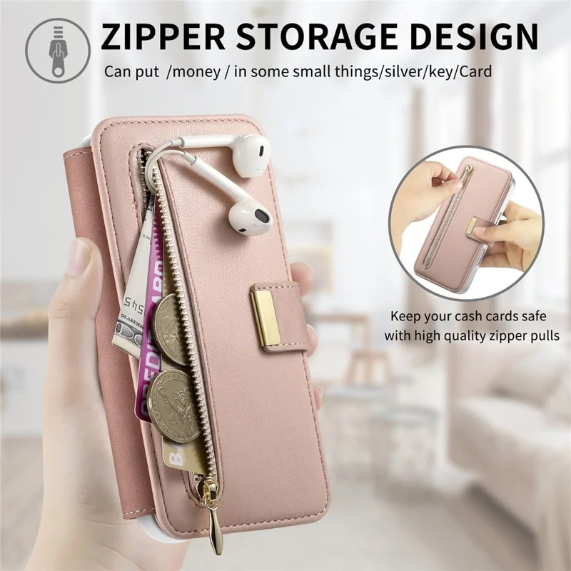 For Google Pixel 11 Pro Case RFID Blocking Detachable Magnetic Leather Phone Cover with Ring Holder - Pink