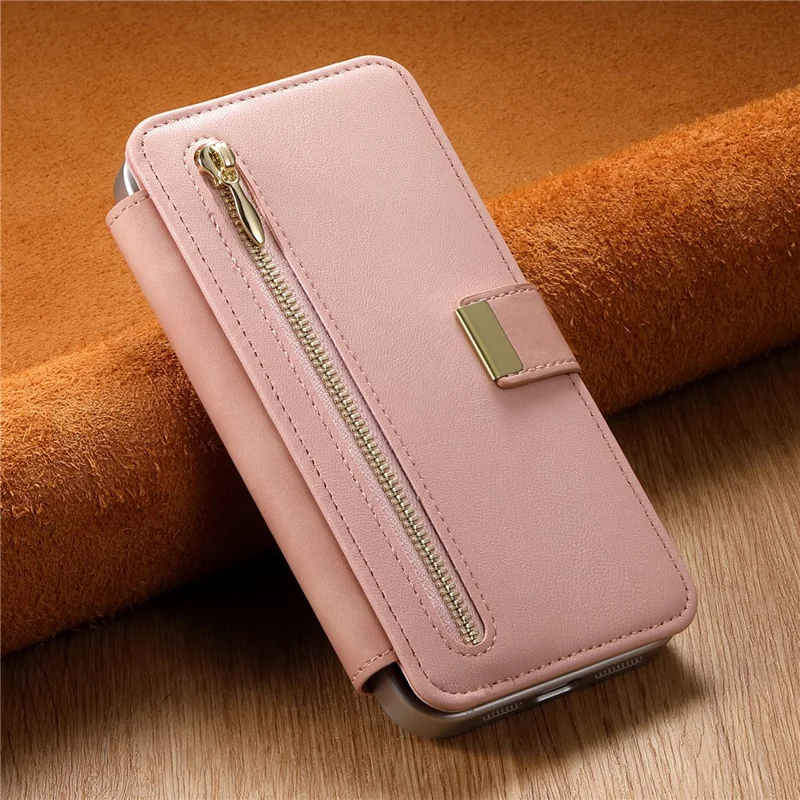 For Google Pixel 11 Pro Case RFID Blocking Detachable Magnetic Leather Phone Cover with Ring Holder - Pink
