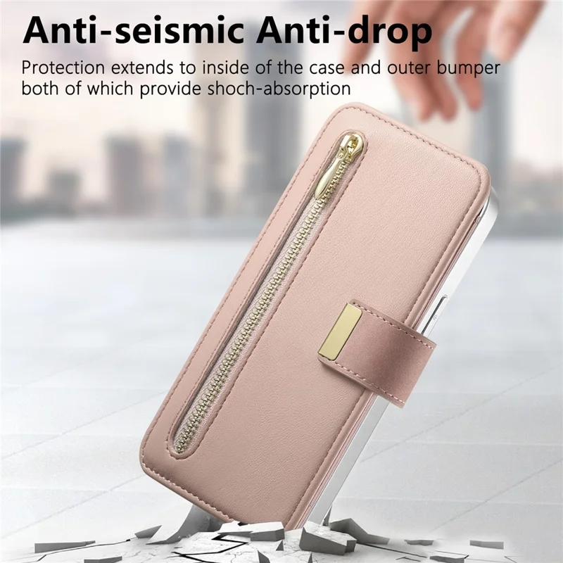 For Google Pixel 11 Pro Case RFID Blocking Detachable Magnetic Leather Phone Cover with Ring Holder - Pink