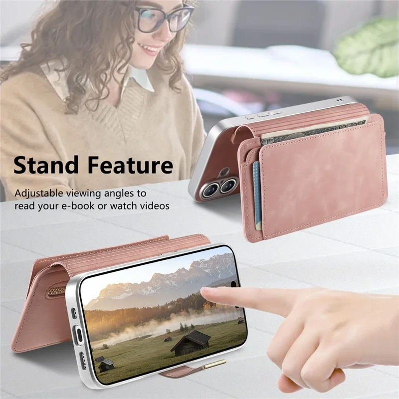 For Google Pixel 11 Pro Case RFID Blocking Detachable Magnetic Leather Phone Cover with Ring Holder - Pink
