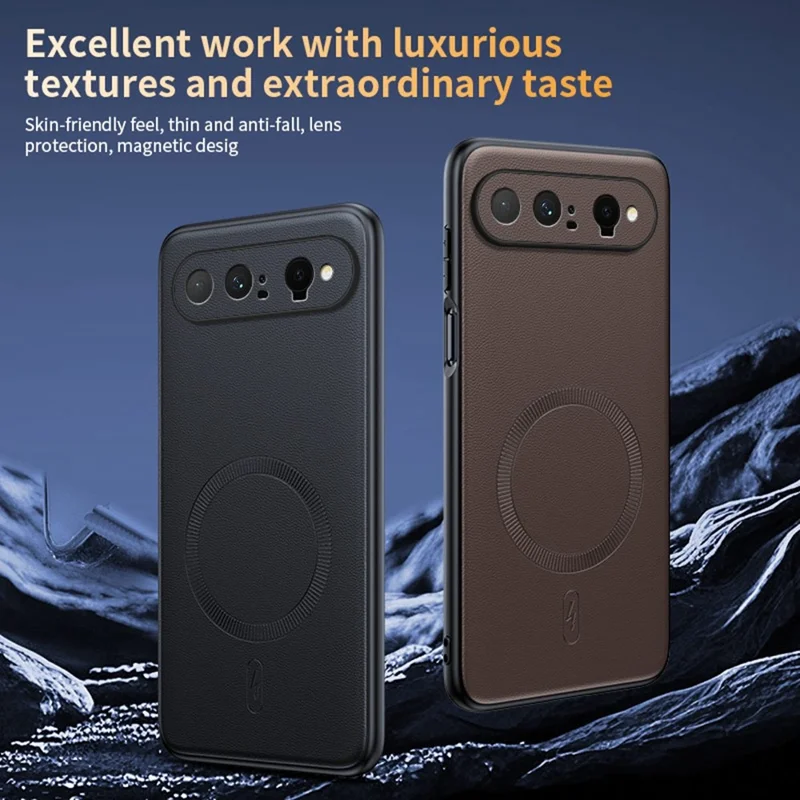 For Huawei Pura X View Magnetic Case Leather Coated TPU + PC Phone Cover - Black