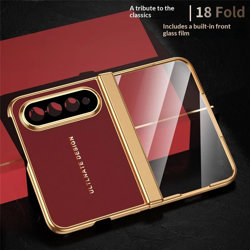 For Xiaomi 18 Fold Case with Screen Protector PC + PU Electroplated Full Protection Phone Cover - Red