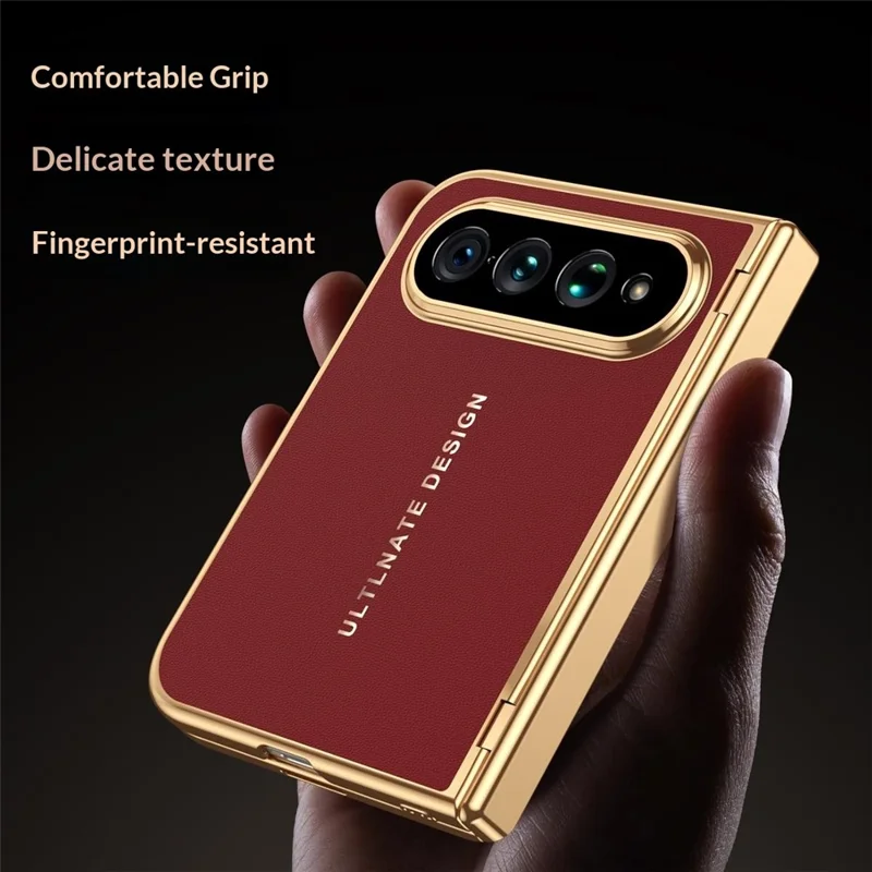 For Xiaomi 18 Fold Case with Screen Protector PC + PU Electroplated Full Protection Phone Cover - Red