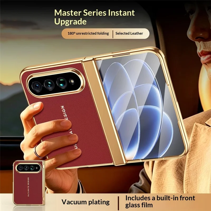 For Xiaomi 18 Fold Case with Screen Protector PC + PU Electroplated Full Protection Phone Cover - Red