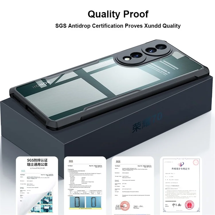 Xundd Für Ehren 70 Pro 5g / 70 Pro + 5G Acryl + Tpu-telefonhülle Schockabsorbing Protective Mobile Zurück - Schwarz