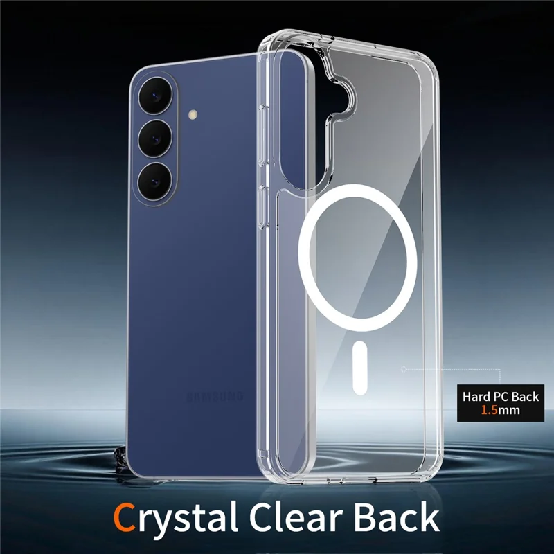 For Samsung Galaxy S26 FE  /  S25 FE Magnetic Case 2.0mm Scratch Resistant TPU + PC Phone Cover - Transparent