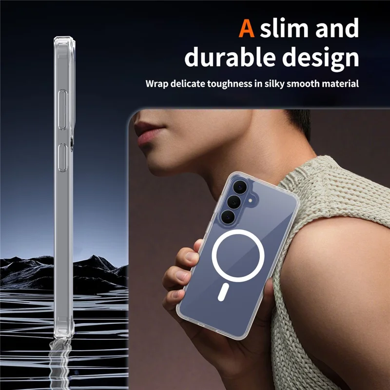 For Samsung Galaxy S26 FE  /  S25 FE Magnetic Case 2.0mm Scratch Resistant TPU + PC Phone Cover - Transparent