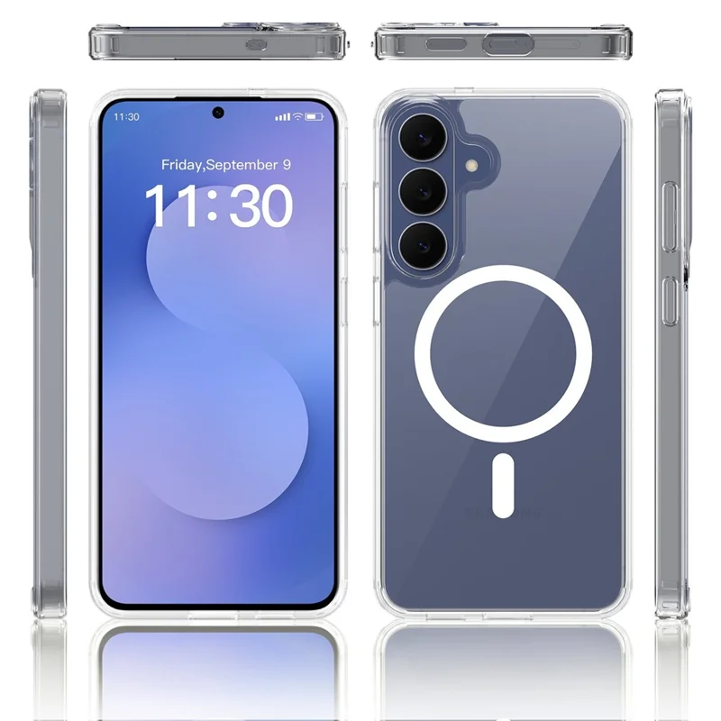 For Samsung Galaxy S26 FE  /  S25 FE Magnetic Case 2.0mm Scratch Resistant TPU + PC Phone Cover - Transparent
