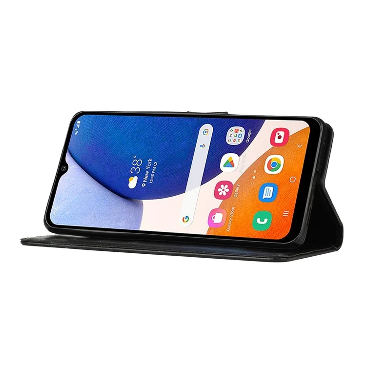 Para Samsung Galaxy A14 5G / A14 4G Flower Butterfly Imprinted Phone Wallet Case PU Leather Foldable Stand Cover - Negro