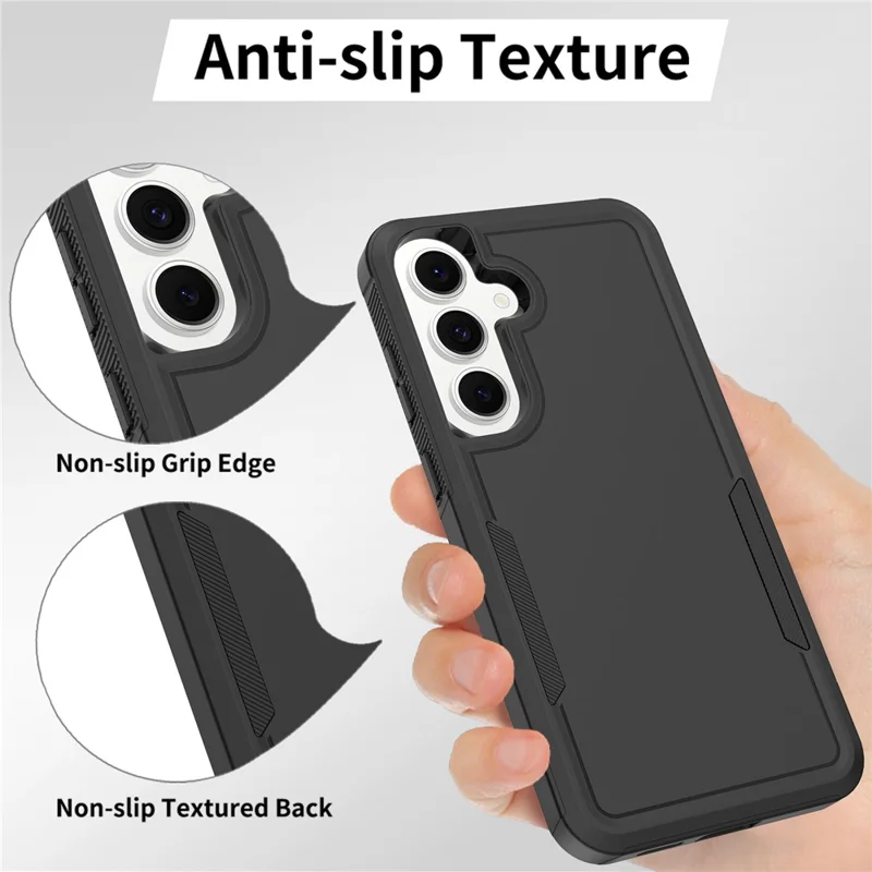 For Samsung Galaxy S26 FE / S25 FE Case 2 in 1 PC + TPU Shockproof Phone Cover - Black