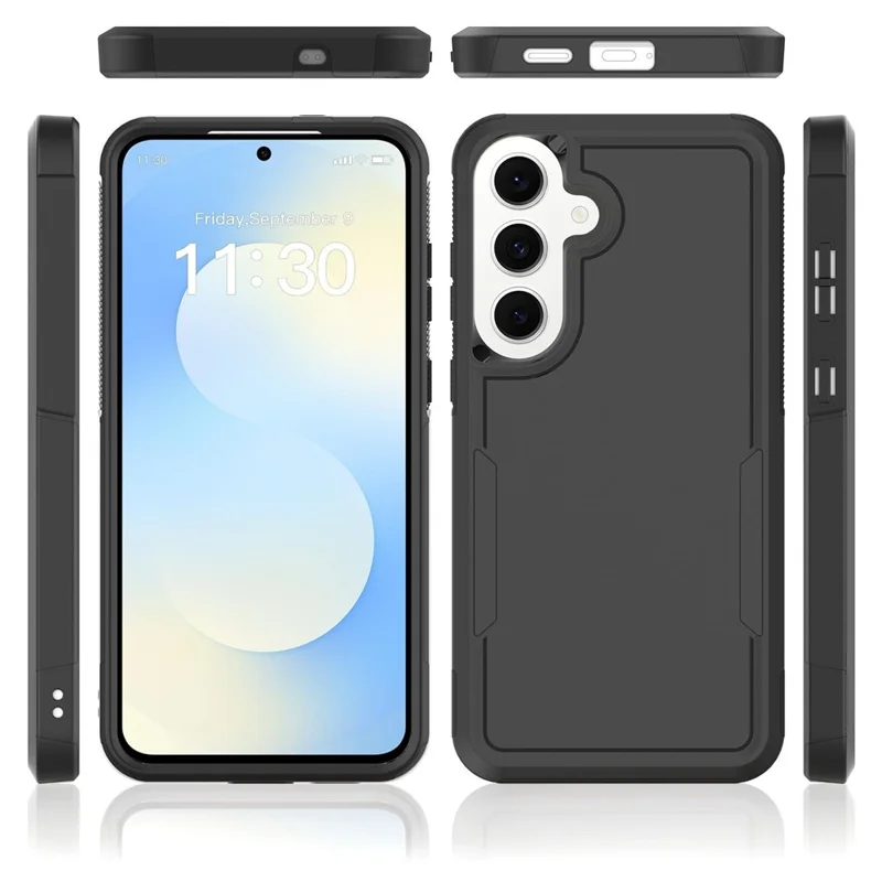 For Samsung Galaxy S26 FE / S25 FE Case 2 in 1 PC + TPU Shockproof Phone Cover - Black