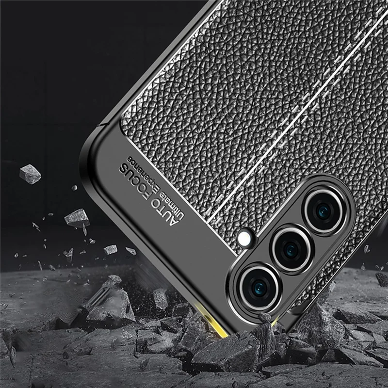 Soft TPU Case for Samsung Galaxy A54 5G, Litchi Texture Anti-scratch Protective Phone Cover - Black