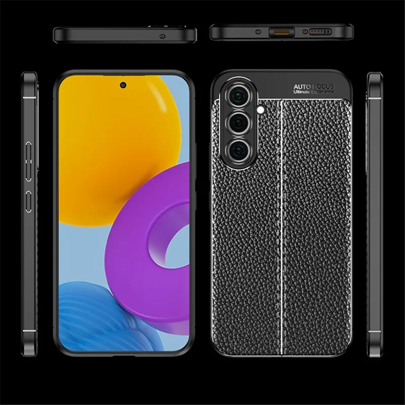 Soft TPU Case for Samsung Galaxy A54 5G, Litchi Texture Anti-scratch Protective Phone Cover - Black