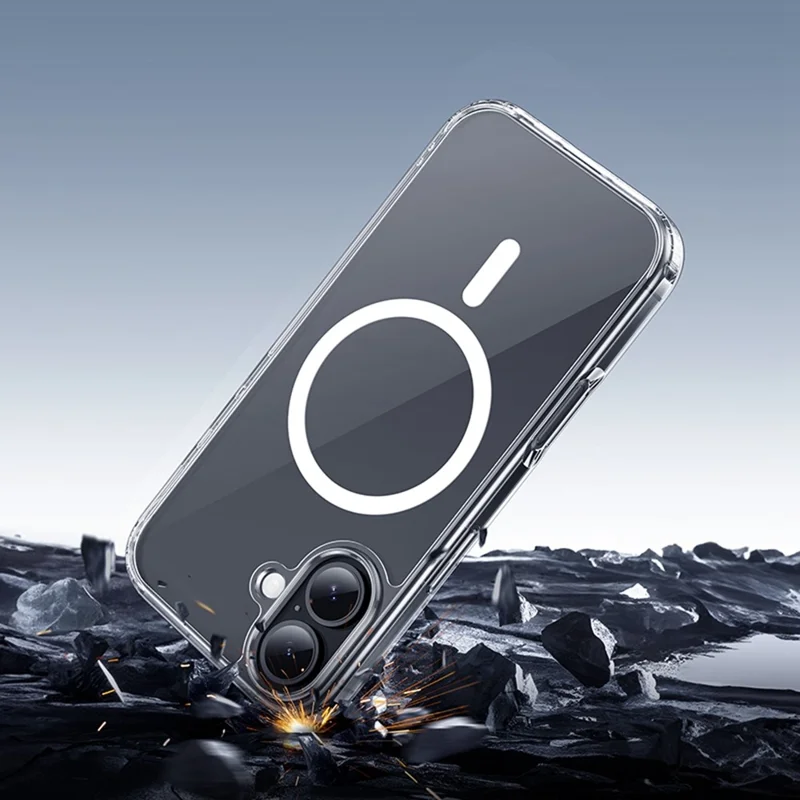 HOCO for iPhone 17 Magnetic Case TPU + PC Airbag Shockproof Clear Phone Cover - Transparent