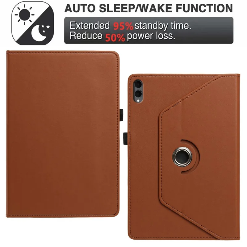 Tablet Case for Samsung Galaxy Tab S10+ / Tab S9+ / Tab S9 FE+ , PU Leather Rotating Stand Card Slots Cover - Brown