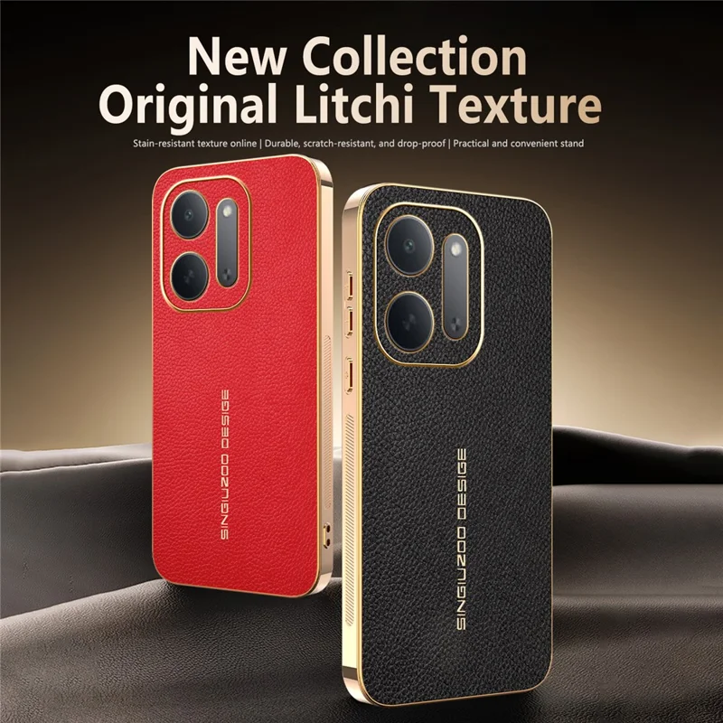 For Xiaomi Redmi 17C 5G Case Anti Scratch Litchi Texture TPU Leather PU Phone Back Cover - Black