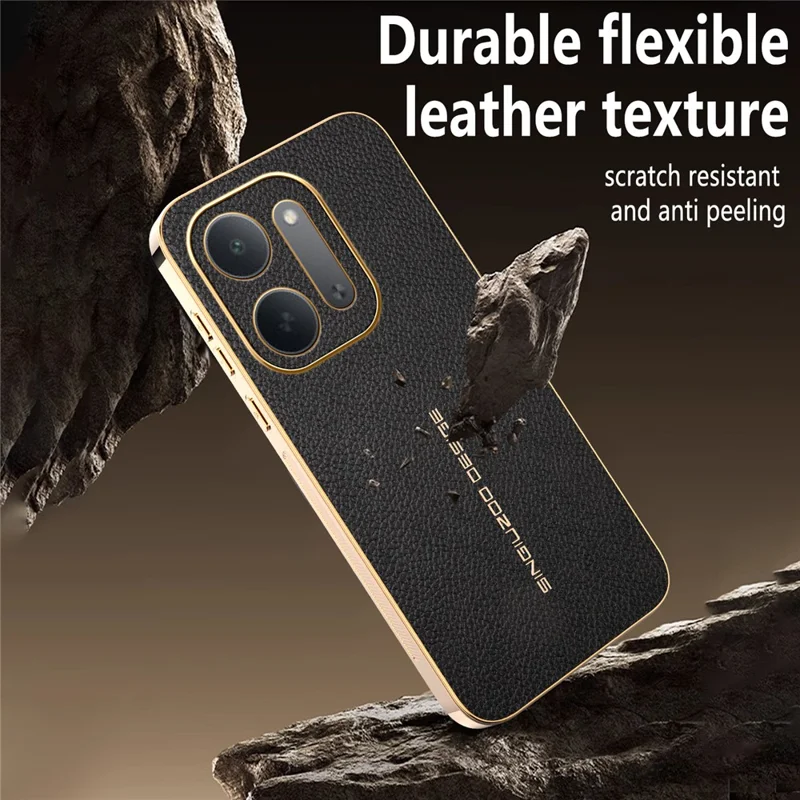 For Xiaomi Redmi 17C 5G Case Anti Scratch Litchi Texture TPU Leather PU Phone Back Cover - Black