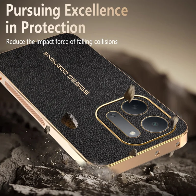 For Xiaomi Redmi 17C 5G Case Anti Scratch Litchi Texture TPU Leather PU Phone Back Cover - Black