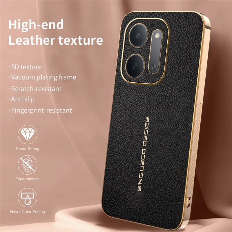 For Xiaomi Redmi 17C 5G Case Anti Scratch Litchi Texture TPU Leather PU Phone Back Cover - Black