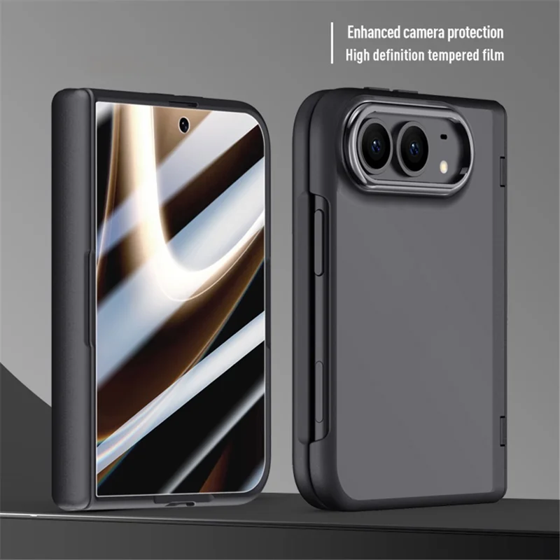 Coque Duo pour iPhone, housse mate en PC + TPU avec film de protection d'écran en verre trempé - Noir