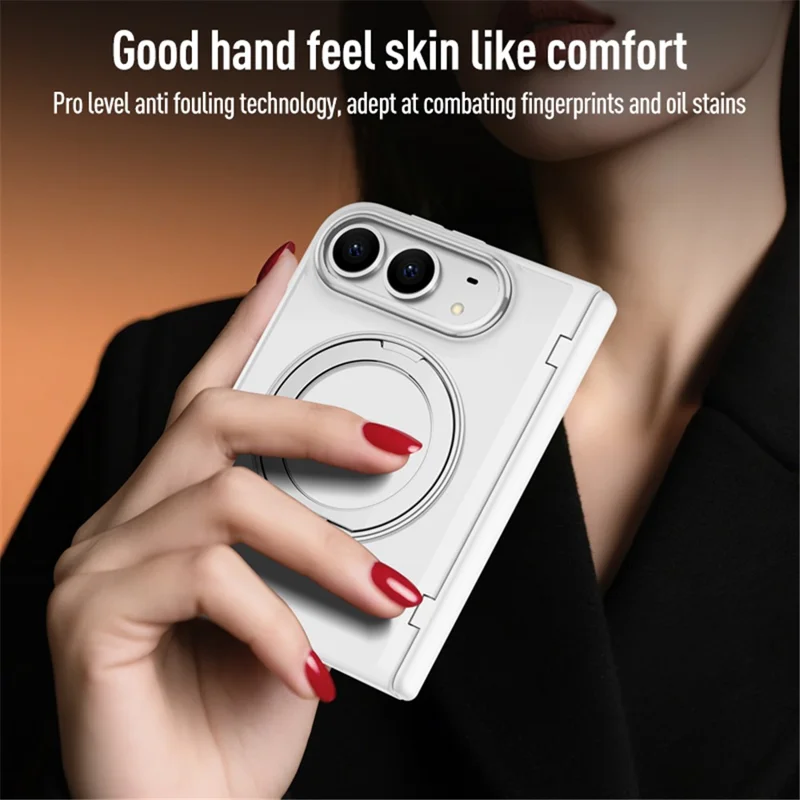 For iPhone Duo Case Magnetic Kickstand PC + TPU Matte Phone Cover with Tempered Glass Screen Protector - Black