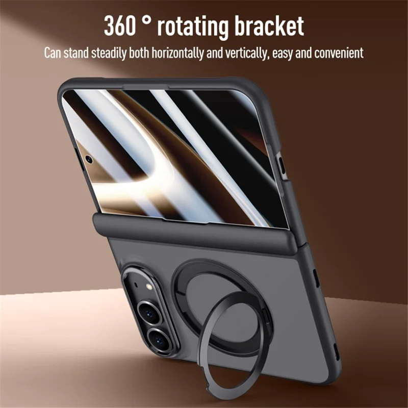 For iPhone Duo Case Magnetic Kickstand PC + TPU Matte Phone Cover with Tempered Glass Screen Protector - Black