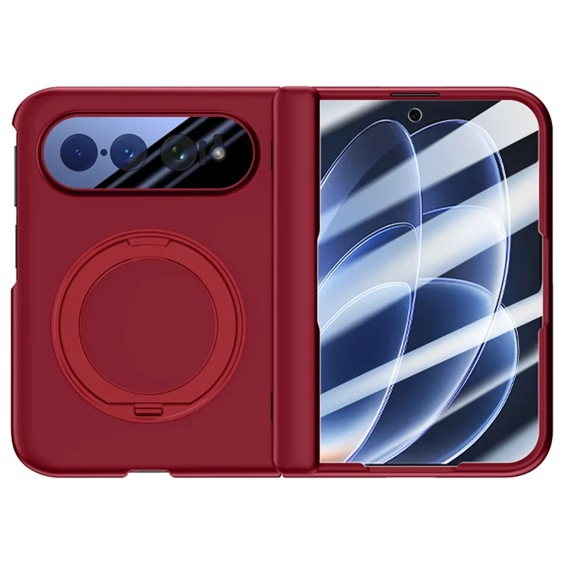 For Xiaomi 18 Fold Case Kickstand Skin Touch PC Phone Cover Built-In Screen Protector - Red