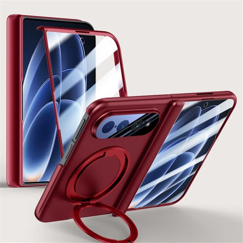 For Xiaomi 18 Fold Case Kickstand Skin Touch PC Phone Cover Built-In Screen Protector - Red
