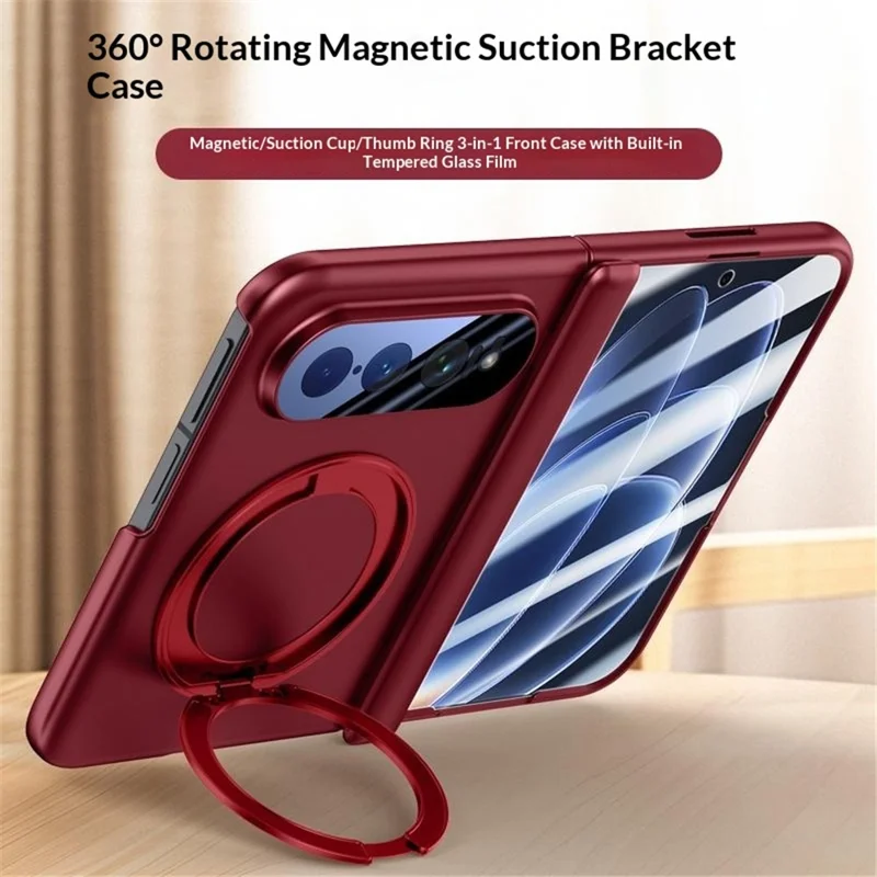 For Xiaomi 18 Fold Case Kickstand Skin Touch PC Phone Cover Built-In Screen Protector - Red