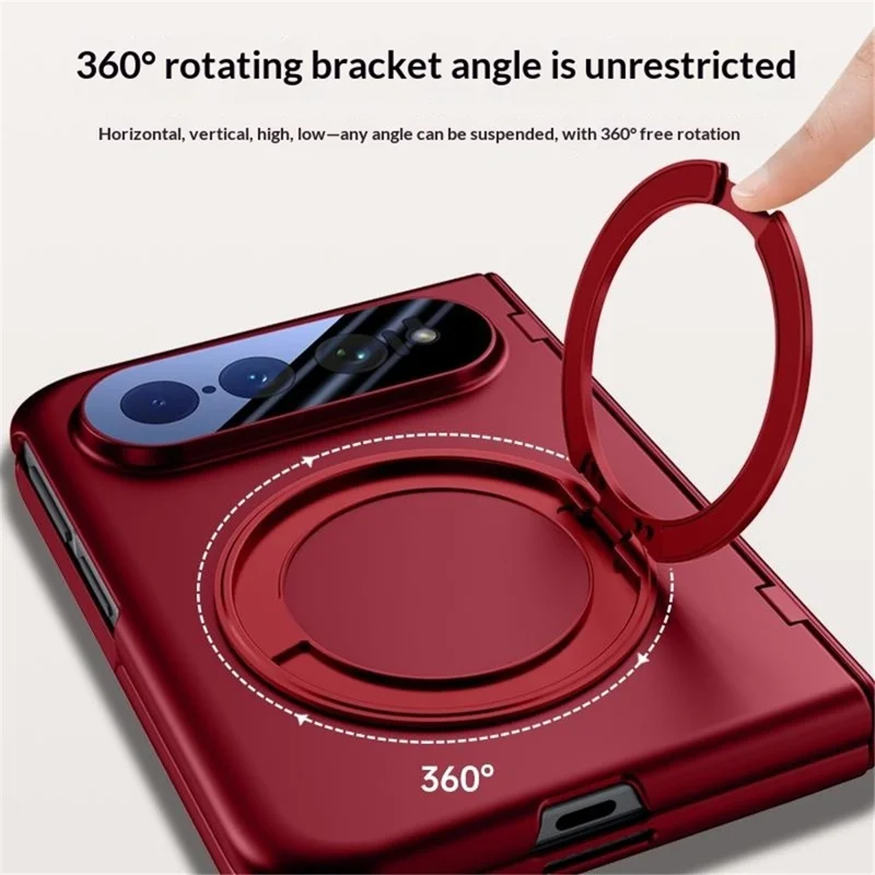For Xiaomi 18 Fold Case Kickstand Skin Touch PC Phone Cover Built-In Screen Protector - Red