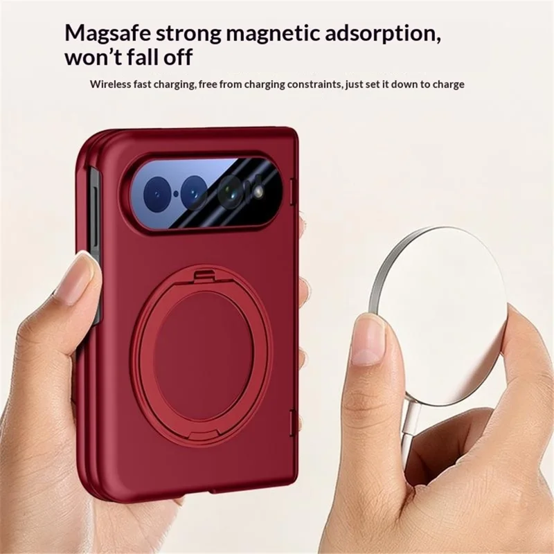 For Xiaomi 18 Fold Case Kickstand Skin Touch PC Phone Cover Built-In Screen Protector - Red
