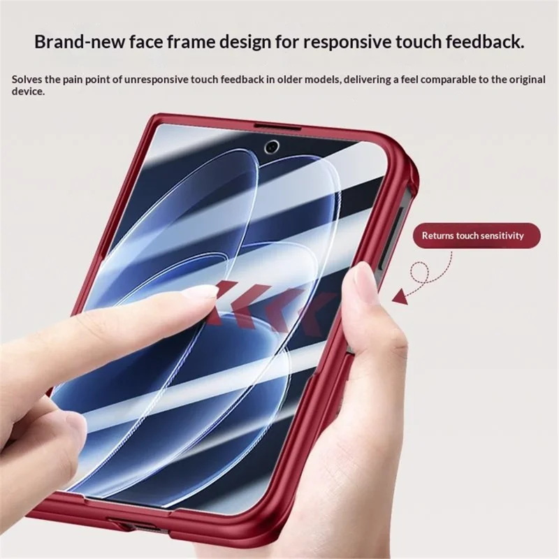 For Xiaomi 18 Fold Case Kickstand Skin Touch PC Phone Cover Built-In Screen Protector - Red