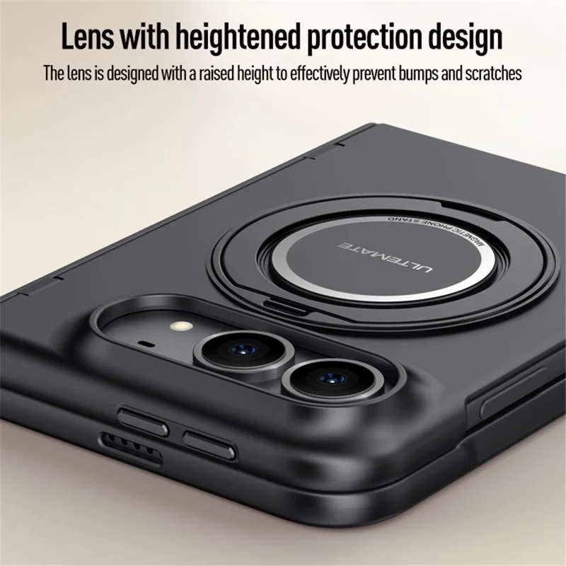 For iPhone Duo Case with HD Screen Protector Kickstand Matte PC Phone Cover - Black
