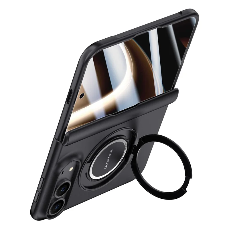 For iPhone Duo Case with HD Screen Protector Kickstand Matte PC Phone Cover - Black