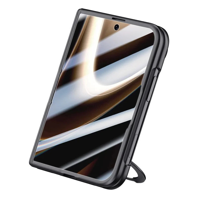 For iPhone Duo Case with HD Screen Protector Kickstand Matte PC Phone Cover - Black