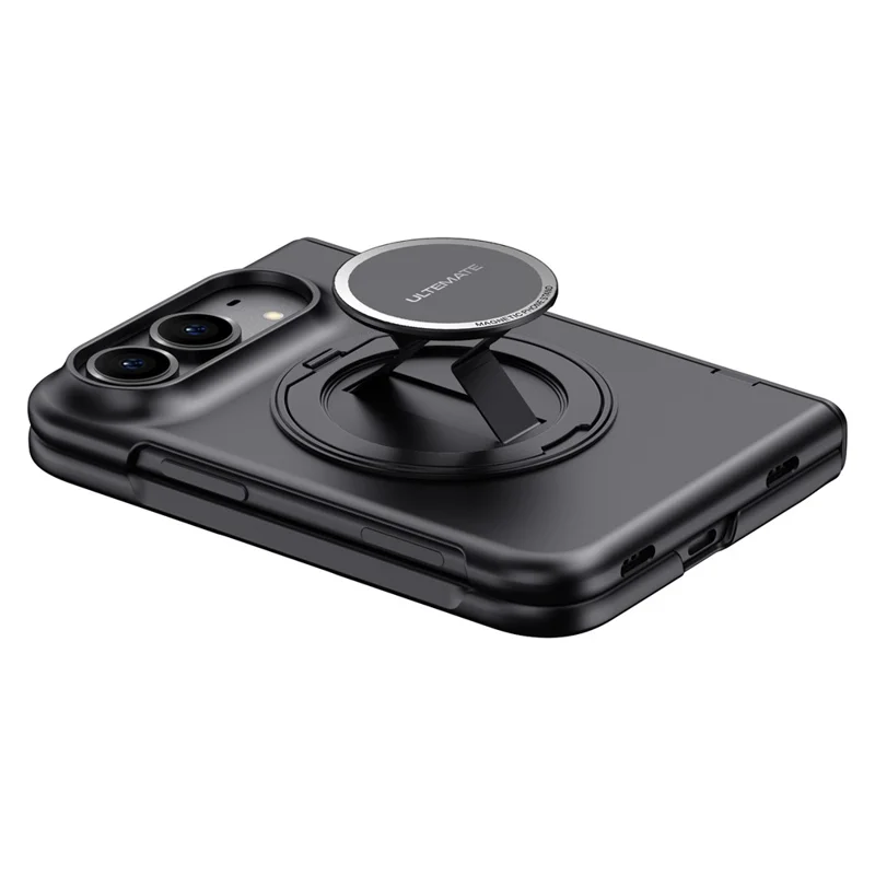 For iPhone Duo Case with HD Screen Protector Kickstand Matte PC Phone Cover - Black