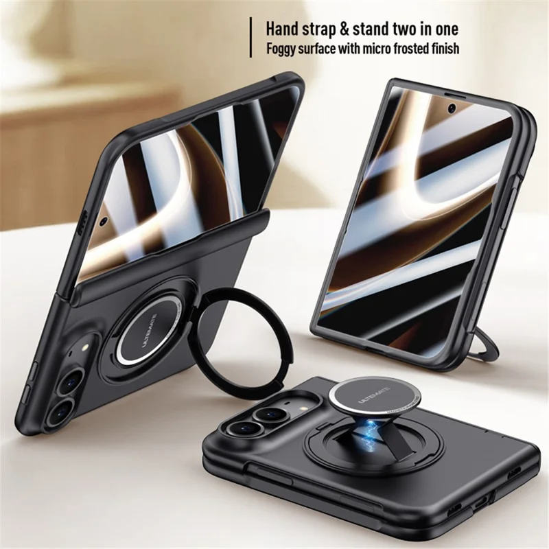 For iPhone Duo Case with HD Screen Protector Kickstand Matte PC Phone Cover - Black