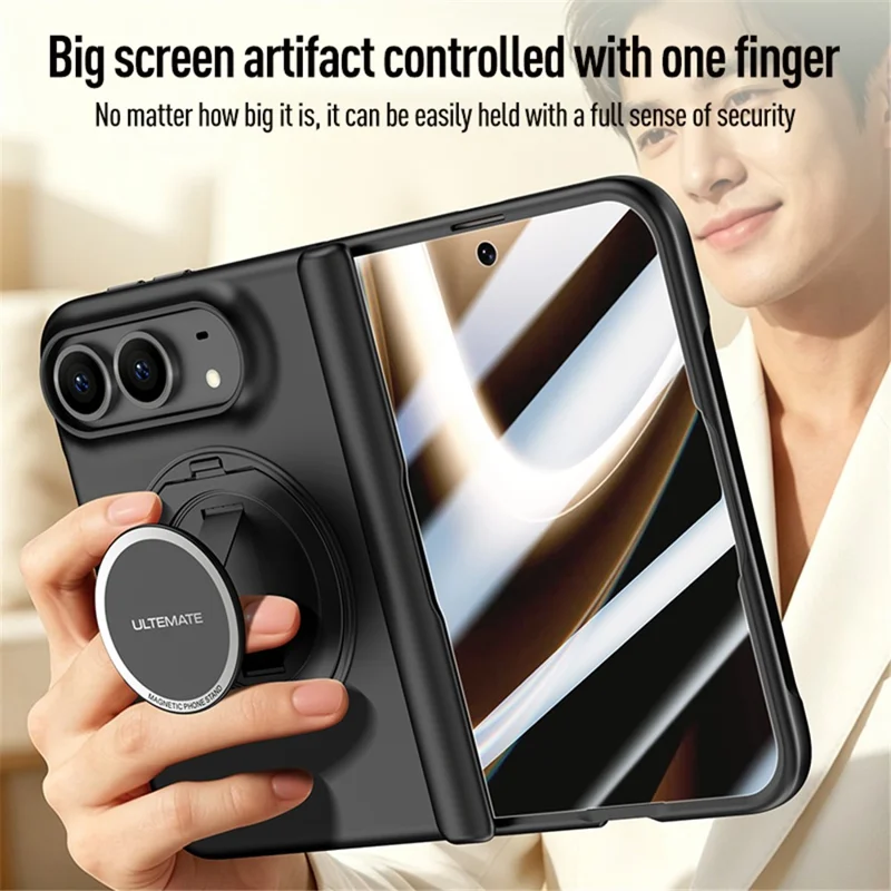For iPhone Duo Case with HD Screen Protector Kickstand Matte PC Phone Cover - Black