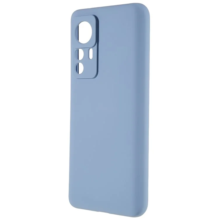 Para Xiaomi 12T Pro 5G Soft TPU Anti-Fingerprint Phone Case Liquid Silicone Texture 2.0mm Thick Arc Edge Shock Absorption Protective Cover - Grey