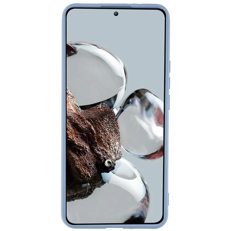 Para Xiaomi 12T Pro 5G Soft TPU Anti-Fingerprint Phone Case Liquid Silicone Texture 2.0mm Thick Arc Edge Shock Absorption Protective Cover - Grey