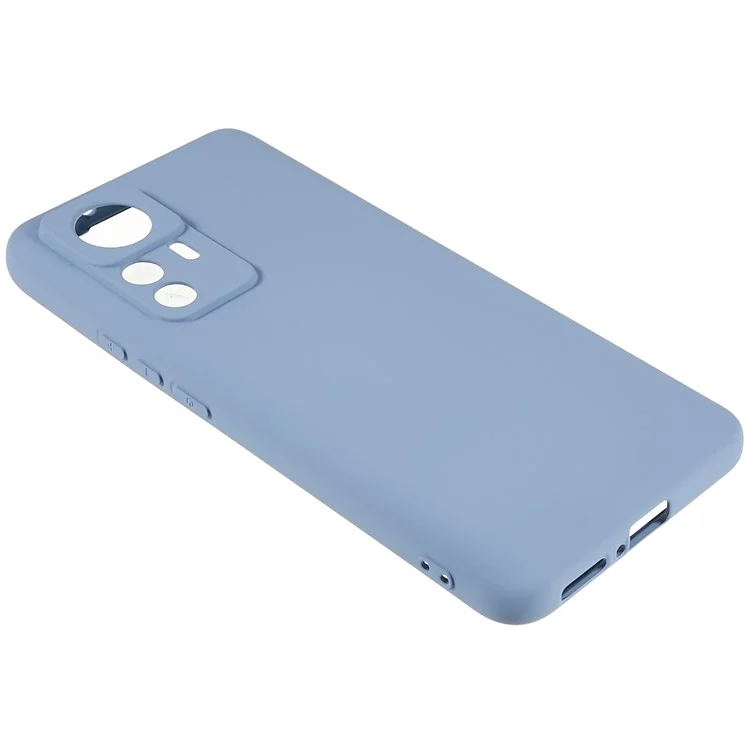 Para Xiaomi 12T Pro 5G Soft TPU Anti-Fingerprint Phone Case Liquid Silicone Texture 2.0mm Thick Arc Edge Shock Absorption Protective Cover - Grey