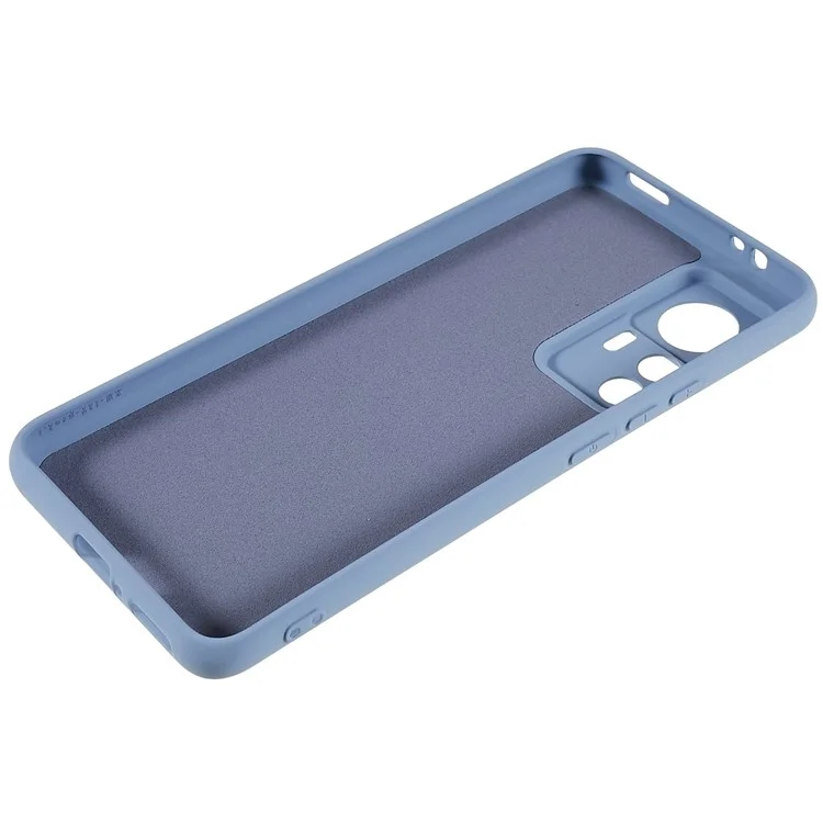 Para Xiaomi 12T Pro 5G Soft TPU Anti-Fingerprint Phone Case Liquid Silicone Texture 2.0mm Thick Arc Edge Shock Absorption Protective Cover - Grey