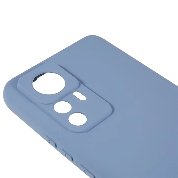 Para Xiaomi 12T Pro 5G Soft TPU Anti-Fingerprint Phone Case Liquid Silicone Texture 2.0mm Thick Arc Edge Shock Absorption Protective Cover - Grey