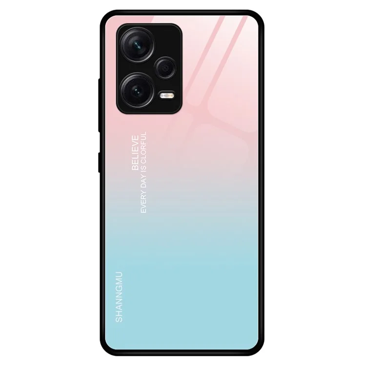 Pour Xiaomi Redmi Note 12 Pro + 5G Tpu + pc + Case de Téléphone Mobile en Verre Trempé Impression Élégante Couverture de Protection Des Téléphones Portables - Gradient Rose Bleu