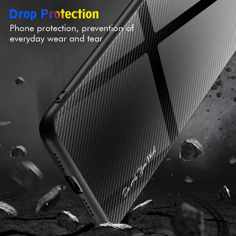 For Xiaomi Redmi Note Note 12 Pro 5G Scratch Proof Phone Case Carbon Fiber Texture Slim Case Tempered Glass+TPU Phone Cover - White