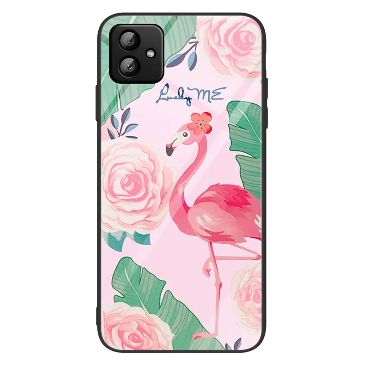 Para Samsung Galaxy A04 4G (164,4 x 76,3 x 9,1 mm) Livre de impressões digitais TPU+PC+Vidro Temperado Capa de Telefone Celular Estampado com Padrão de Estilo - Pássaro