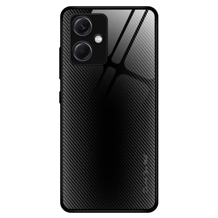 Pour Xiaomi Redmi Note 12 5G (inde) / Poco X5 5G Téléphone Texture en Fibre de Carbone Texture Slim Case Slim Impact Résistant Tempéré Verre + Tpu Couverture de Téléphone - Noir