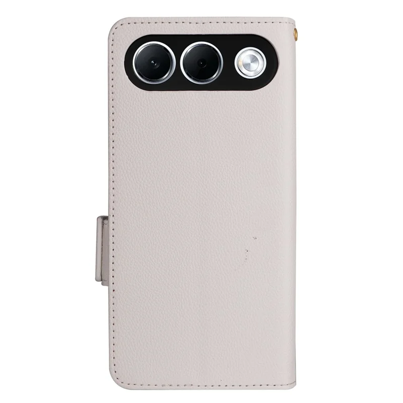 Für Oppo A7 Pro 5G Hülle Litschi-Textur Brieftasche Ledertelefonhülle mit Handschlaufe - Weiß